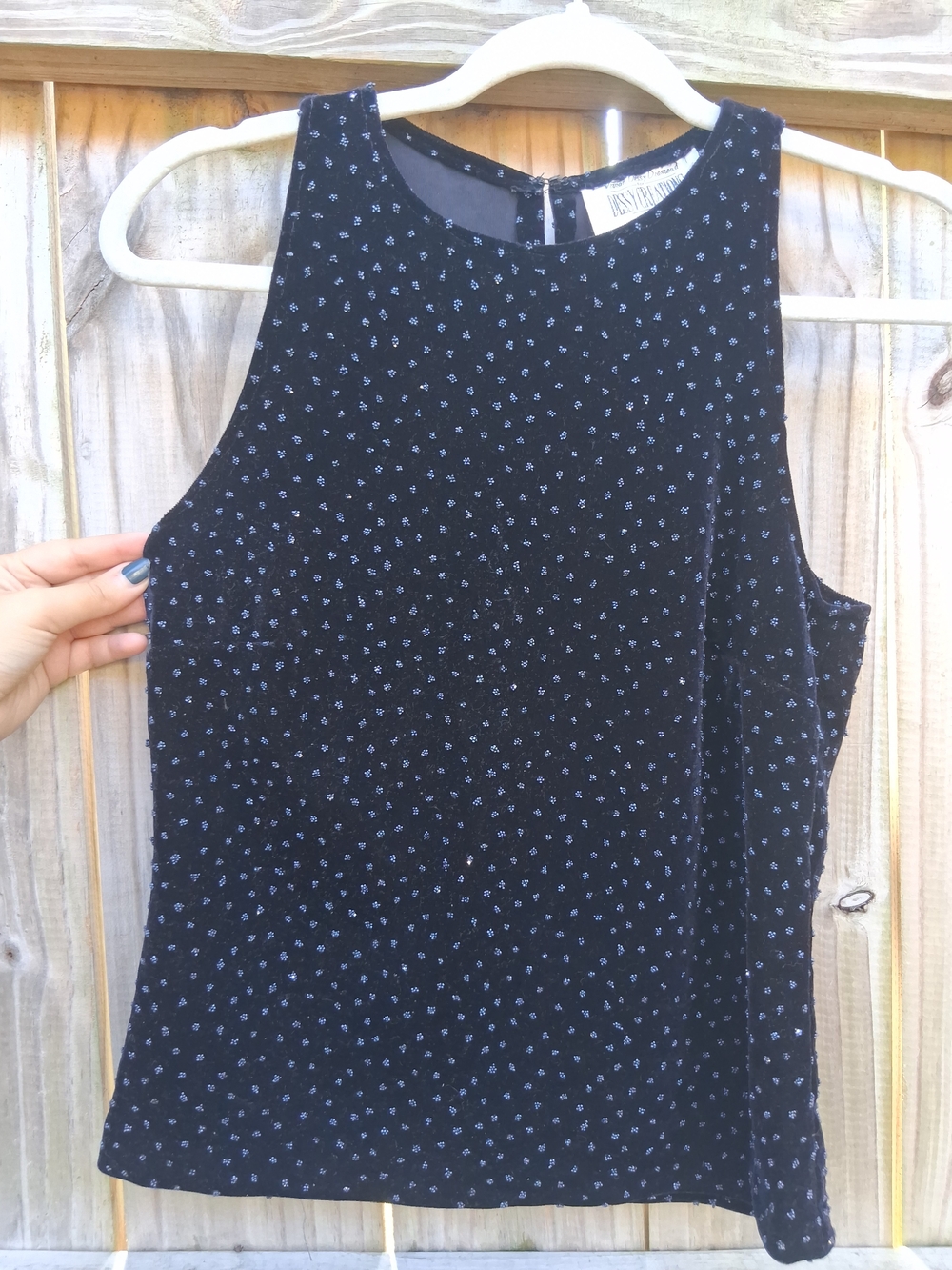 Women's Black Beaded Sleeveless Top